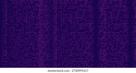 Tela de vídeo grande com textura de pixel abstrata roxa. Plano de fundo padrão de TV com efeito de ruído quadrado. Banner de gradiente de néon de transmissão futurista para televisão. 