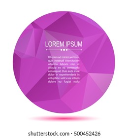 Purple abstract polygonal frame isolated on white. Trendy design element. Monochrome background.