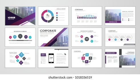 Purple abstract presentation slide templates. Infographic elements template  set for web, print, annual report brochure, business flyer leaflet marketing and advertising template. Vector Illustration