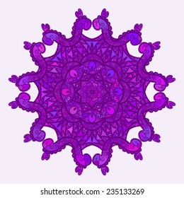 Purple abstract round pattern, Circular ornament design element, Vector isolated