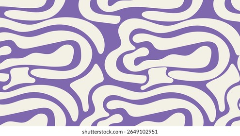 Purple Abstract Seamless Pattern Vector – Wavy Retro Background Design for Modern Fabrics, Wallpapers, Branding, Packaging, Posters, and Stylish Artistic Creative Visual Projects