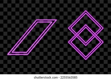 Purple abstract shape, halftone. Vector creative neon purple shapes design