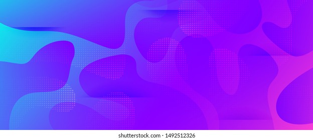 Purple Abstract Shapes. Geometric Background. Minimal Pattern. Neon Dynamic Waves. Abstract Poster. Dotted Movement Illustration. Blue Minimal Design. Light Wave Brochure. Futuristic Gradient.