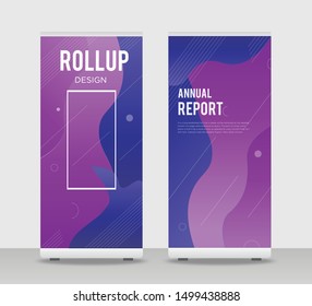 Purple Abstract Shapes Modern Exhibition Advertising Trend Business Roll Up Banner Stand Poster Brochure flat design template creative concept. Purple Roll Up EPS. Presentation Cover