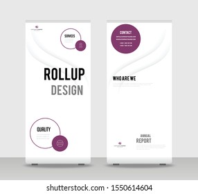 Purple Abstract Shapes Modern Exhibition Advertising Trend Business Roll Up Banner Stand Poster Brochure flat design template creative concept. Purple Roll Up EPS. Presentation Cover