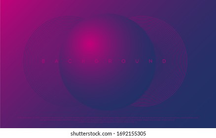 Esfera púrpura abstracta con fondo de círculos