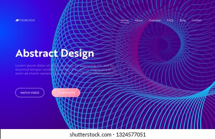 Purple Abstract Spiral Shape Landing Page Background. Futuristic Digital Helix Motion Gradient Pattern. Dynamic Neon 3d Colorful Layout Backdrop for Website Web Page Vector Illustration