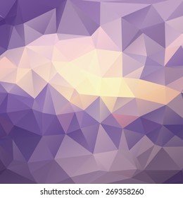 Purple abstract square geometric background consisting of colored triangles.