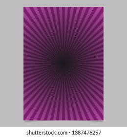 Purple abstract sun burst brochure template - gradient vector page background design with radial lines