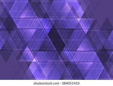 Diseño de patrones de mosaico de triángulos tecnológicos abstractos púrpura. Fondo de vector poligonal corporativo de tecnología