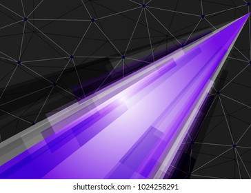 Purple abstract template for card or banner. Metal Background with waves and reflections. Business background, silver, illustration. Illustration of abstract background with a metallic element