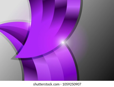 Purple abstract template for card or banner. Metal Background with waves and reflections. Business background, silver, illustration. Illustration of abstract background with a metallic element

