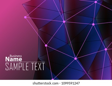 Purple abstract template for card or banner. Metal Background with waves and reflections. Business background, silver, illustration. Illustration of abstract background with a metallic element