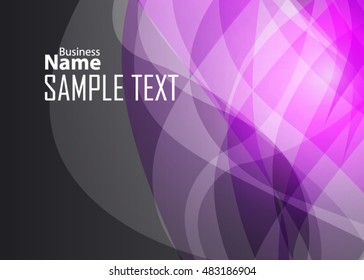 Purple abstract template for card or banner. Metal Background with waves and reflections. 
