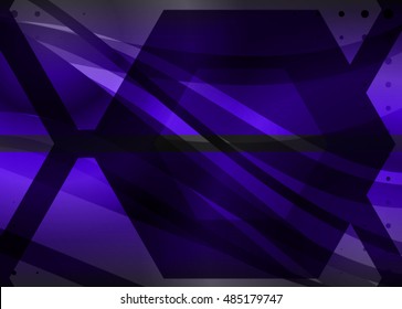 Purple abstract template for card or banner. Metal Background with waves and reflections.