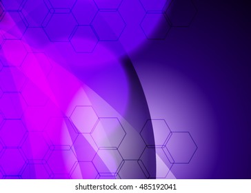 Purple abstract template for card or banner. Metal Background with waves and reflections.