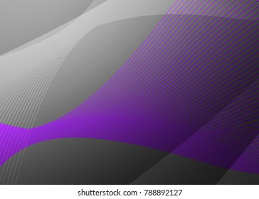 Purple abstract template for card or banner. Metal Background with waves and reflections. Business background, silver, illustration. Illustration of abstract background with a metallic element