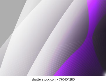 Purple abstract template for card or banner. Metal Background with waves and reflections. Business background, silver, illustration. Illustration of abstract background with a metallic element