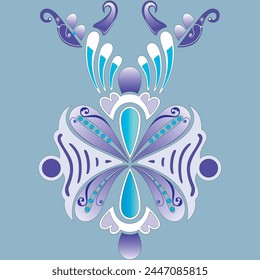 purple abstract tribe pattern in shape with blue mix color