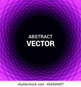 Purple abstract twisting background. Optical illusion. Free space for text. Vector illustration.