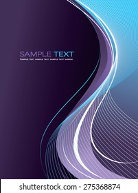 Purple Abstract Vector Background with Wavy Lines.