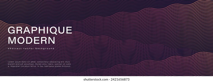 Purple abstract vector minimalistic background with wavy lines. Wavy abstract background, wallpaper, cover design.