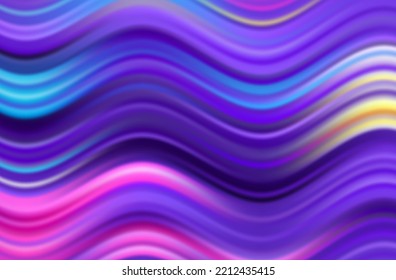 Purple Abstract Wave Background 3d. Multicolored Liquid, Liquor, Water Flow On The Surface. Paint Splash, Brush, Smooth Gradient Line. Modern Lilac Ink Tide. Dynamic Curve, Color Transition. Vector.