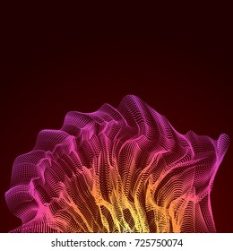 Purple abstract wave background with particle. Vector illustration