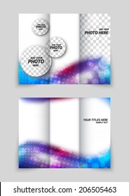 Purple abstract wave colorful tri-fold brochure design