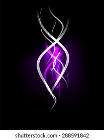 Purple abstract wave in dark space. Vector illustration. Abstract background