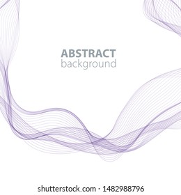 Purple abstract waves background, waved lines for brochure, website, flyer design. Transparent lines