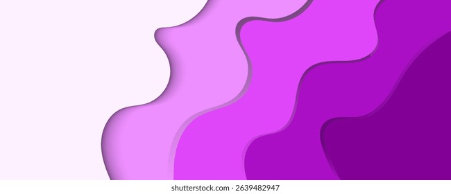 Purple abstract waves and curves cut from paper.