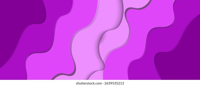 Purple abstract waves and curves cut from paper.