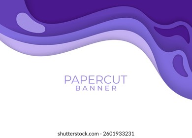purple abstract waves papercut style for banner template background