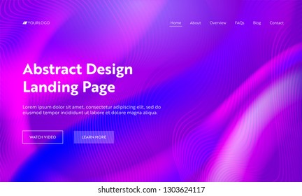 Purple Abstract Wavy Shape Landing Page Background. Futuristic Digital Motion Gradient Pattern Template. Liquid Soft Neon Wallpaper Backdrop for Website Web Page. Flat Cartoon Vector Illustration