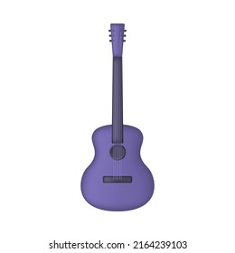 Purple acoustic 3d guitar isolated on white background. Vector illustration