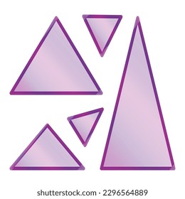 purple acrylic triangles on light background. Transparent glass plate. Vector illustration.