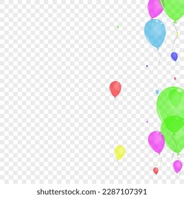 Purple Air Background Transparent Vector. Helium Concept Template. Pink Realistic. Blue Toy. Baloon Fest Set.