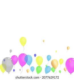 Vector blanco de fondo de aire púrpura. Tarjeta de celebración de globo. Gráfico colorido. Globo multicolor. Surprise Fest Set.