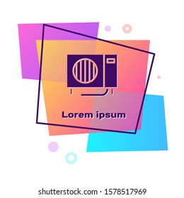 Purple Air conditioner icon isolated on white background. Split system air conditioning. Cool and cold climate control system. Color rectangle button. Vector Illustration