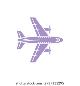 Purple airplane with two engines and windows transportation flight