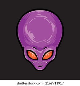 purple alien head vector illustration