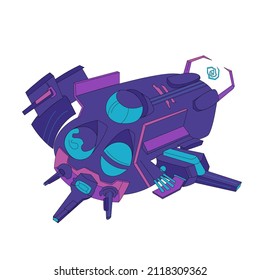 Purple Alien UFO Spaceship,starship bottom view vector 