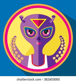 purple alien vector flat illustration