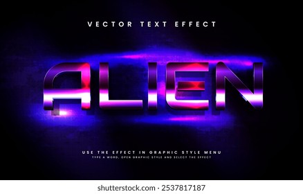 Purple aliens editable vector text effect, suitable for space theme