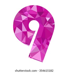 Purple Alphabet Number Vector Polygon Style