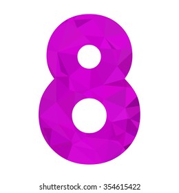 Purple Alphabet Number Vector Polygon Style
