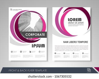 Purple annual report brochure flyer design template. Leaflet cover presentation abstract background for business, magazines, posters, booklets, banners. Easily editable vector format.