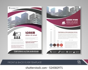 Purple annual report brochure flyer design template. Leaflet cover presentation abstract background for business, magazines, posters, booklets, banners. Layout in A4 size Easily editable vector format