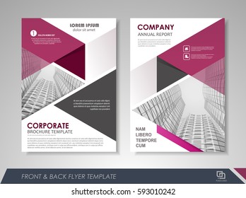 Purple annual report brochure flyer design template. Leaflet cover presentation abstract background for business, magazines, posters, booklets, banners. Layout in A4 size Easily editable vector format